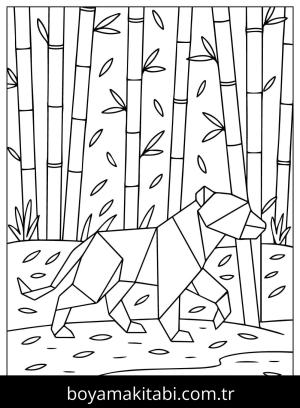 Origami boyama sayfası,  coloring page, , Origami Tiger