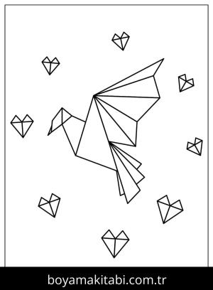 Origami boyama sayfası,  coloring page, , Origami Flying Crane