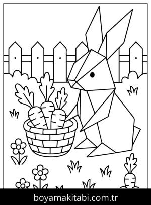 Origami boyama sayfası,  coloring page, , Origami Rabbit