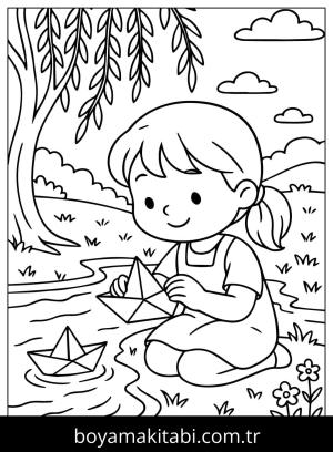 Origami boyama sayfası,  coloring page, , Origami Boat
