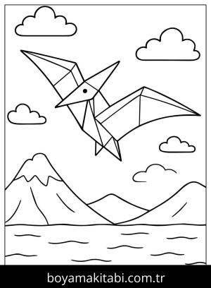Origami boyama sayfası,  coloring page, , Origami Pterodactyl