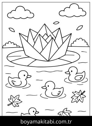 Origami boyama sayfası,  coloring page, , Origami Lotus