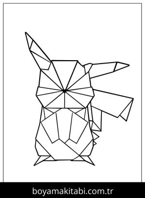 Origami boyama sayfası,  coloring page, , Origami Pikachu