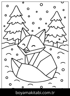 Origami boyama sayfası,  coloring page, , Origami Fox