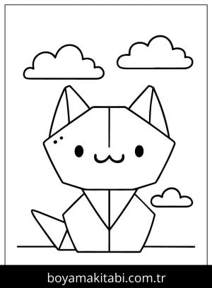 Origami boyama sayfası,  coloring page, , Origami Cat