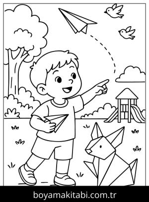 Origami boyama sayfası,  coloring page, , Origami Plane