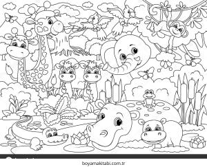 Orman Hayvanları boyama sayfası – evde etkinlik, ücretsiz yazdır