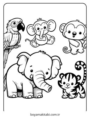 Orman Hayvanları boyama sayfası – sanatsal çalışma, çocuklar için