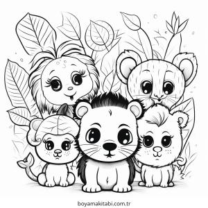 Orman Hayvanları boyama sayfası – eğlenceli etkinlik, el becerilerini geliştirir