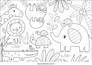 Orman Hayvanları boyama sayfası – kolay boyama, eğitici aktivite