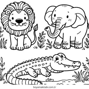 Orman Hayvanları boyama sayfası – renkli çizimler, okul öncesi