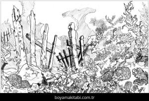 Orman boyama sayfası – boyama çalışması, yaratıcılığı geliştirir