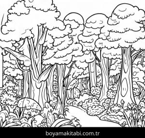 Orman boyama sayfası – eğitici aktivite, yaratıcılık