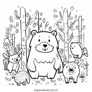 Orman boyama sayfası – sanatsal çalışma, çocuklar için