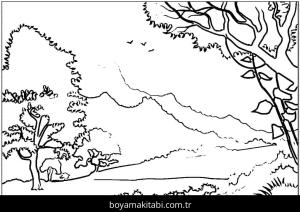 Orman boyama sayfası – evde etkinlik, ücretsiz yazdır