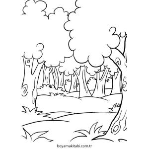 Orman boyama sayfası – boyama çalışması, yaratıcılığı geliştirir