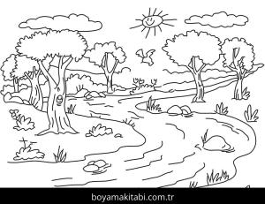 Orman boyama sayfası – yaratıcılık, eğlenceli etkinlik