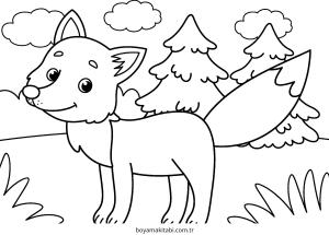 Orman boyama sayfası – renkli çizimler, okul öncesi