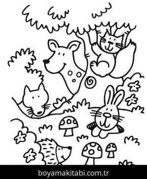 Orman boyama sayfası – el becerilerini geliştirir, boyama çalışması