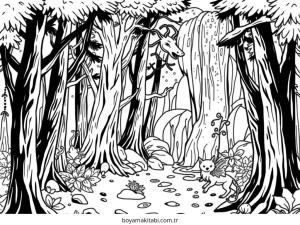 Orman boyama sayfası – okul öncesi, evde etkinlik