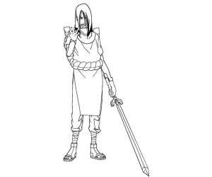 Orochimaru boyama sayfası,  coloring page, Kılıcı Tutan Orochimaru, 