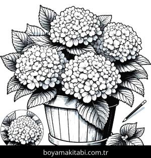 Ortanca Çiçekleri boyama sayfası,  coloring page, , 