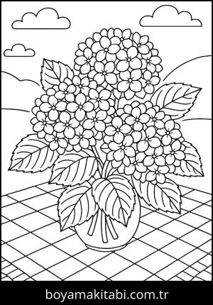 Ortanca Çiçekleri boyama sayfası,  coloring page, , 