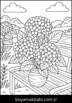 Ortanca Çiçekleri boyama sayfası,  coloring page, , 