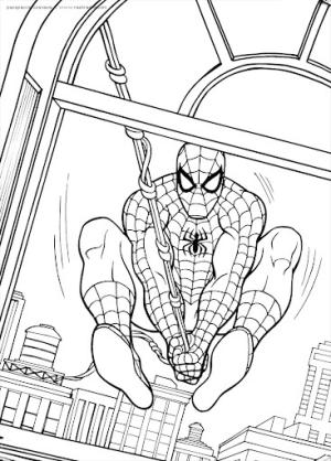 Örümcek Adam boyama sayfası, Spiderman coloring page, Şehirdeki Örümcek Adam, 