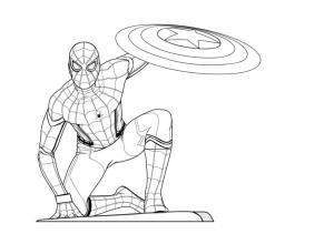 Örümcek Adam boyama sayfası, Spiderman coloring page, Orumcek adam kalkan tutuyor, 