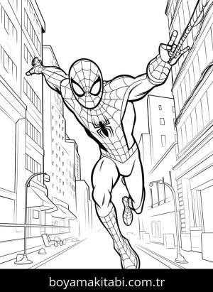 Örümcek Adam boyama sayfası – basit çizim, kolay boyama