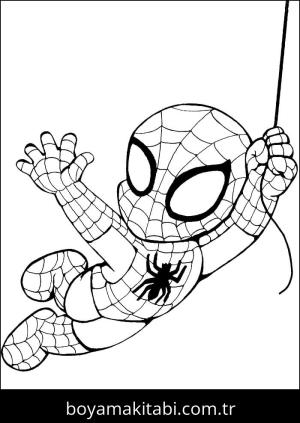 Örümcek Adam boyama sayfası – sevimli karakter, sanatsal çalışma