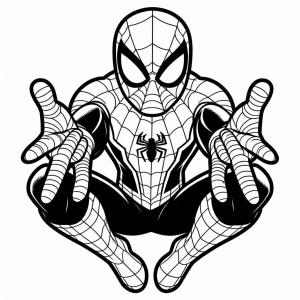 Örümcek Adam boyama sayfası, Spiderman coloring page, Orumcek Adam ellerini one dogru uzatti, 