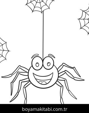Örümcek boyama sayfası – çocuk aktivitesi, PDF indir