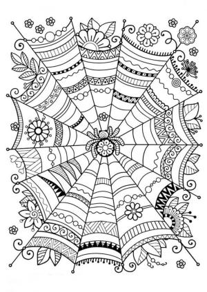 Örümcek boyama sayfası,  coloring page, Cadılar Bayramı Örümcek Mandala, 