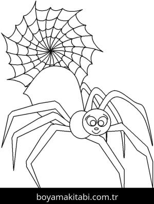 Örümcek boyama sayfası – basit çizim, kolay boyama