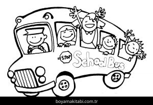 Otobüs boyama sayfası – el becerilerini geliştirir, boyama çalışması