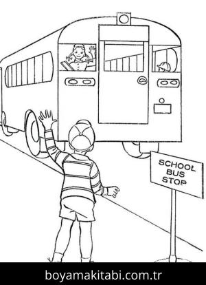 Otobüs boyama sayfası – evde etkinlik, ücretsiz yazdır