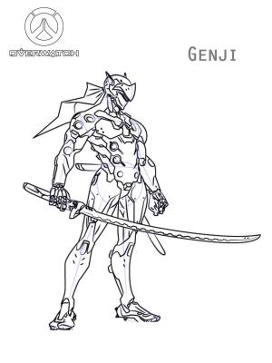 Overwatch boyama sayfası,  coloring page, Genji Overwatch, 