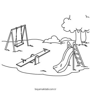 Oyun Parkı boyama sayfası – yaratıcılığı geliştirir, keyifli zaman