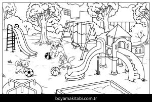 Oyun Parkı boyama sayfası,  coloring page, , Free Playground Coloring Page