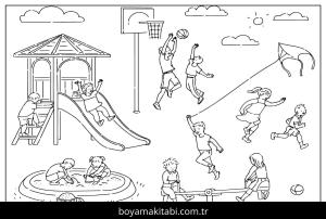 Oyun Parkı boyama sayfası,  coloring page, , Playground Color Page