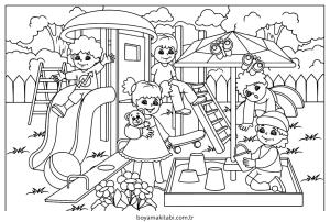 Oyun Parkı boyama sayfası – ücretsiz yazdır, boyama etkinliği