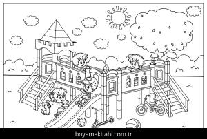 Oyun Parkı boyama sayfası,  coloring page, , Playground Coloring Page