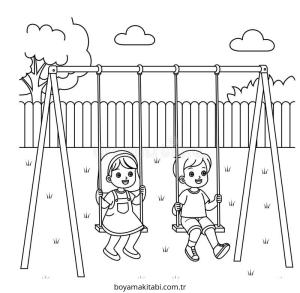 Oyun Parkı boyama sayfası – yaratıcılık, eğlenceli etkinlik