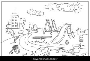 Oyun Parkı boyama sayfası,  coloring page, , Playground Coloring Page Free Printable