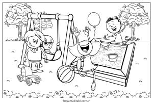 Oyun Parkı boyama sayfası – evde etkinlik, ücretsiz yazdır