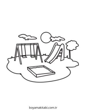 Oyun Parkı boyama sayfası – eğitici aktivite, yaratıcılık