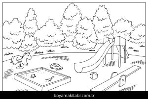 Oyun Parkı boyama sayfası,  coloring page, , Printable Playground Coloring Page