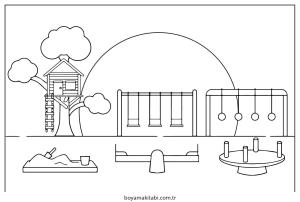 Oyun Parkı boyama sayfası – evde etkinlik, ücretsiz yazdır